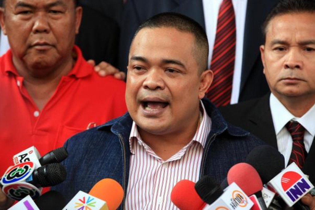 "Red shirt" leader Jatuporn Prompan in court. Photo: AFP