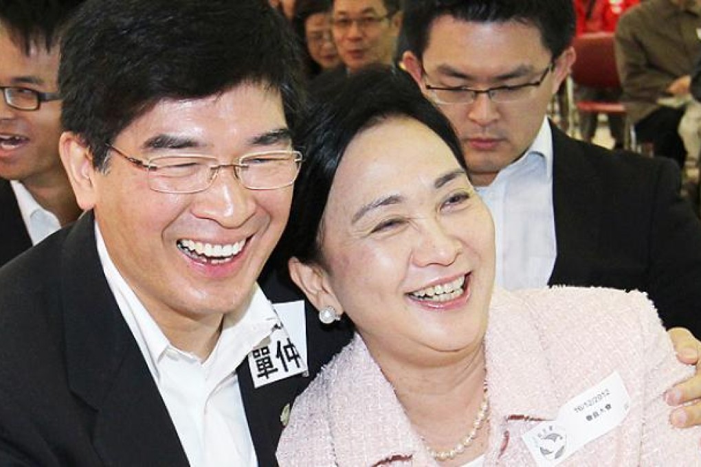 Sin Chung-kai and Emily Lau Wai-hing attend the Democratic Party chairmanship election at Caritas Community Centre in Prince Edward on Sunday. Photo: Dickson Lee