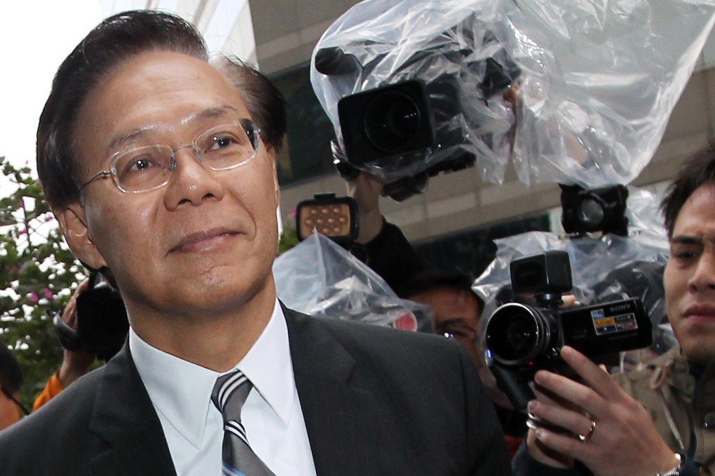 Ex-development minister Mak Chai-kwong outside District Court yesterday where he entered a plea of not guilty to fraud. Photo: David Wong