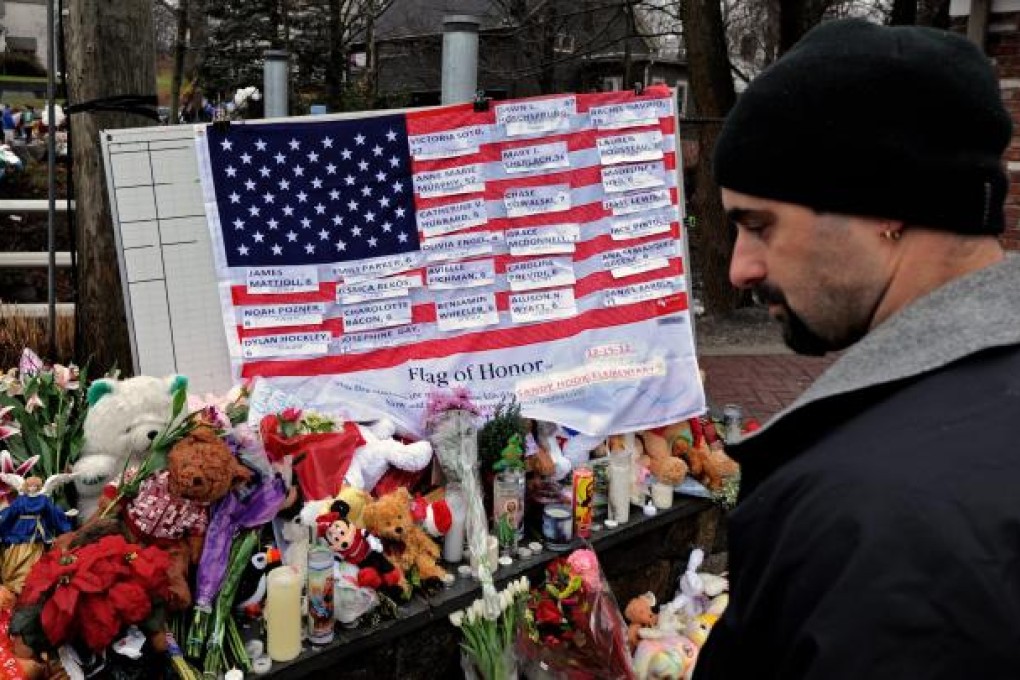 A memorial for the victims shot at Sandy Hook Elementary School in Connecticut. Photo: EPA