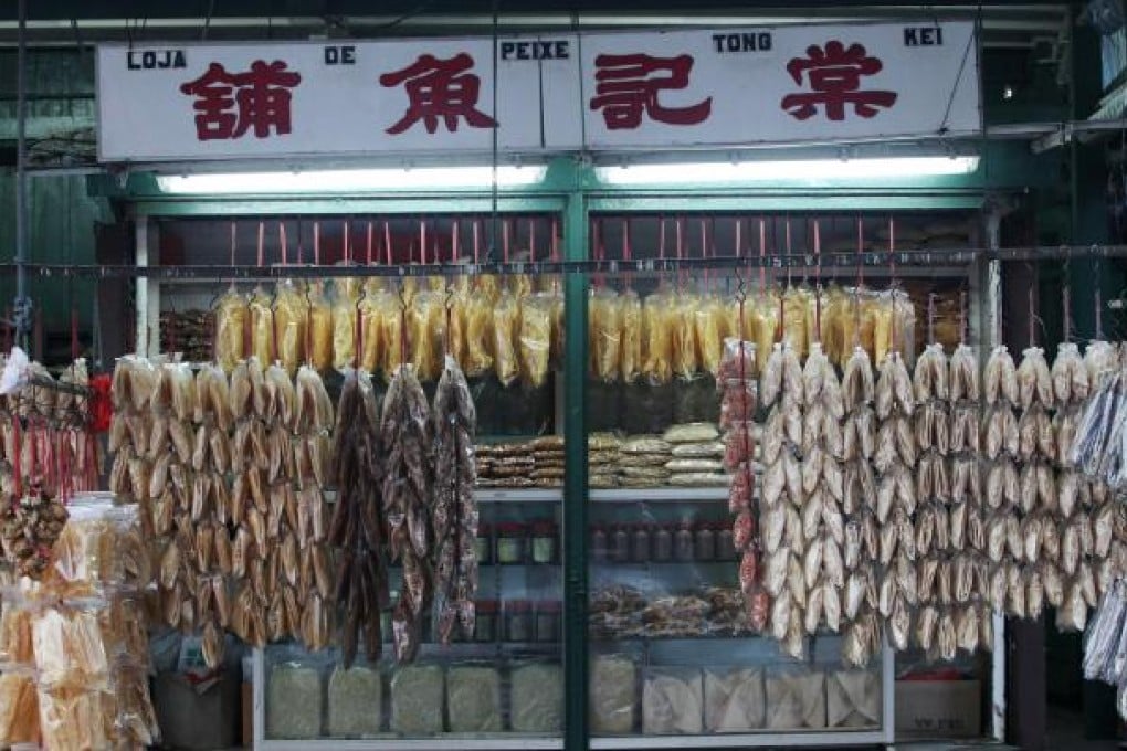 A stall selling preserved seafood on Estrada de Lai Chi Vun in Coloane. The island was originally a sea salt farm and home to fishermen. Photo: Nora Tam