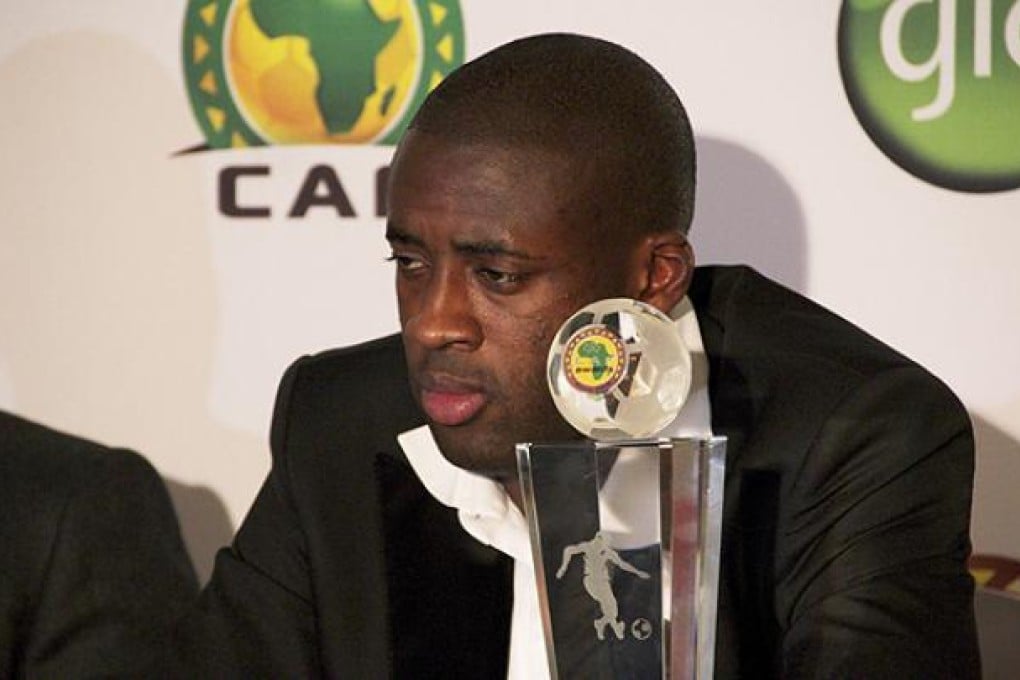 Ivory Coast midfielder Yaya Toure speaks at a press conference after winning the African Football Player of the Year award on Thursday in Accra. Photo: AFP