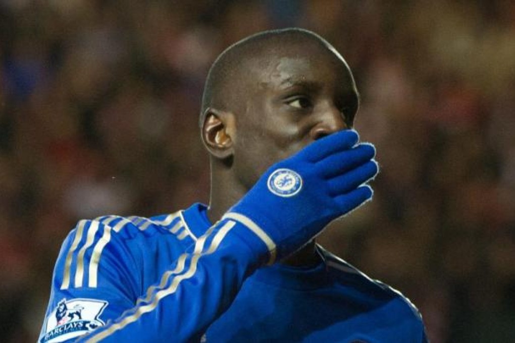 Chelsea's Demba Ba celebrates against Southampton. Photo: EPA