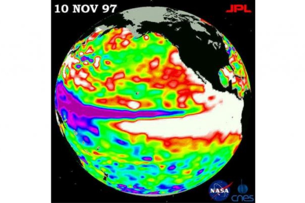 El Nino, shown by the white area at the equator. Photo: AFP