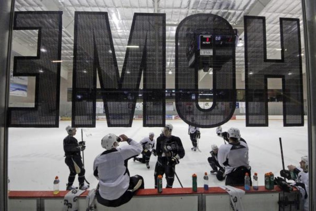 Pittsburgh Penguins players practise at a local ice rink. Photo: AP