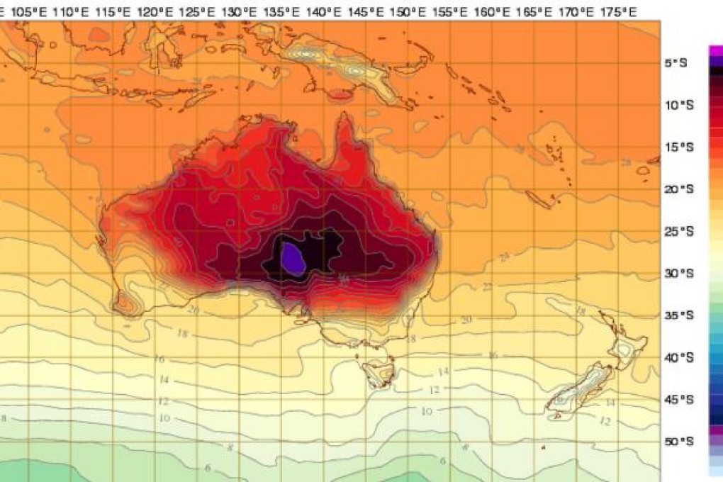 The Australian Bureau of Meteorology introduced new colours on its map to reflect highs above 50 degrees Celsius forecast next week.