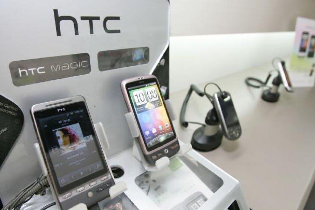 Mobile phones manufactured by HTC Corp. Photo: Bloomberg
