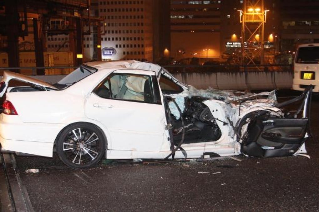 The driver of this car died in a crash in Tsing Yi. Photo: SMP
