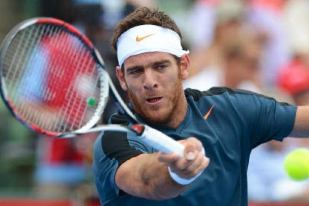 Juan Martin Del Potro of Argentina hits a forehand return during his loss to Lleyton Hewitt of Australia in the final of the Kooyong Classic in Melbourne on Saturday. Photo: AFP