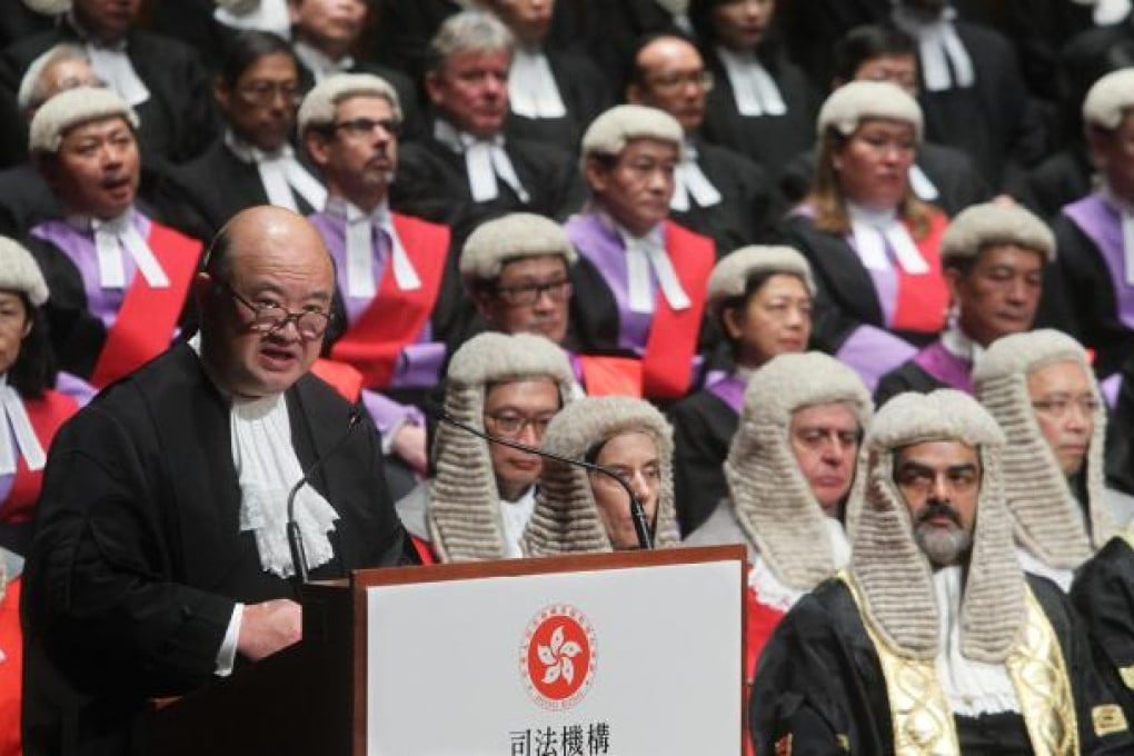 Chief Justice Geoffrey Ma delivers a speech at the ceremonial opening of the legal year yesterday. Photo: Sam Tsang