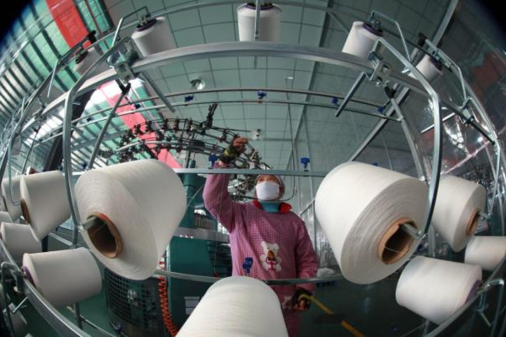 Some manufacturing, such as textiles, is leaving the mainland, but most are moving inland for tax breaks and cheap land. Photo: AFP