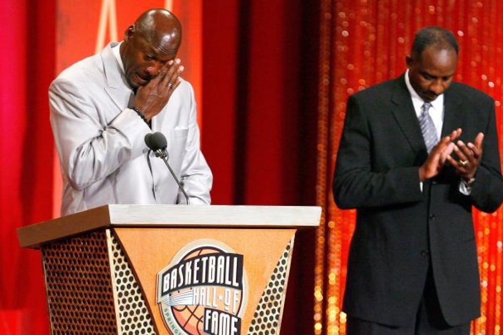 An emotional Michael Jordan (pictured here during his induction to the Basketball Hall of Fame) was unamused by a Chinese company’s attempt to piggyback on his fame, by using his name. Photo: AFP
