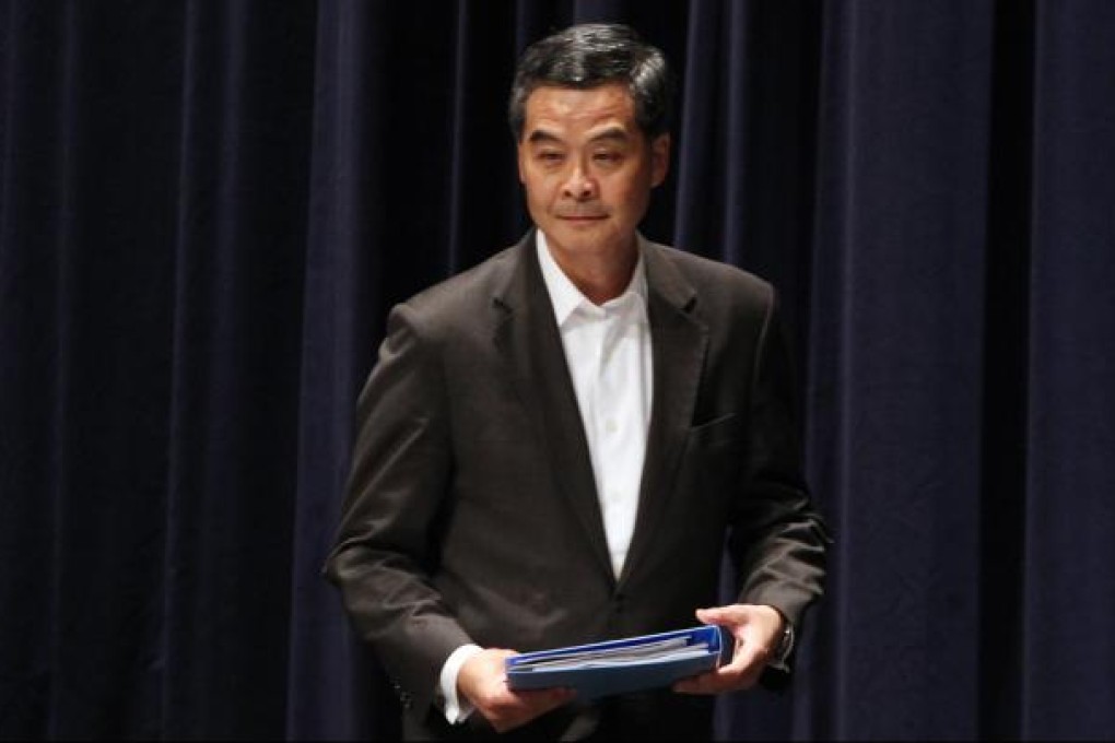 Chief Executive Leung Chun-ying attends the 2013 Policy Address and 2013-14 Budget regional forum. Photo: Sam Tsang