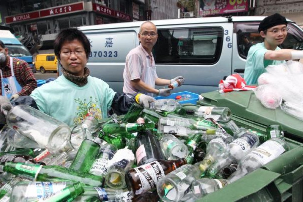 Empty glass bottles can be easily recycled. Photo: May Tse