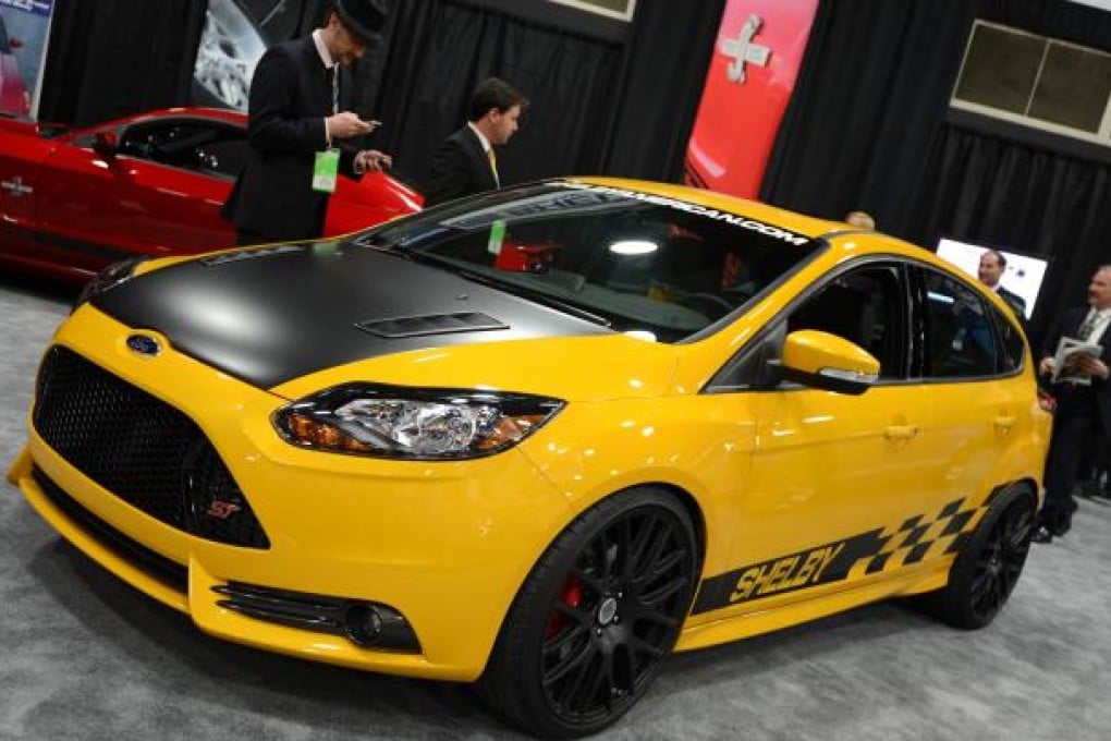 The Shelby Focus ST on display is the company’s first push back to the four-cylinder “pocket rocket” sector since founder Carroll Shelby turbocharged four-cylinder sedans in the 1980s. Photo: AFP