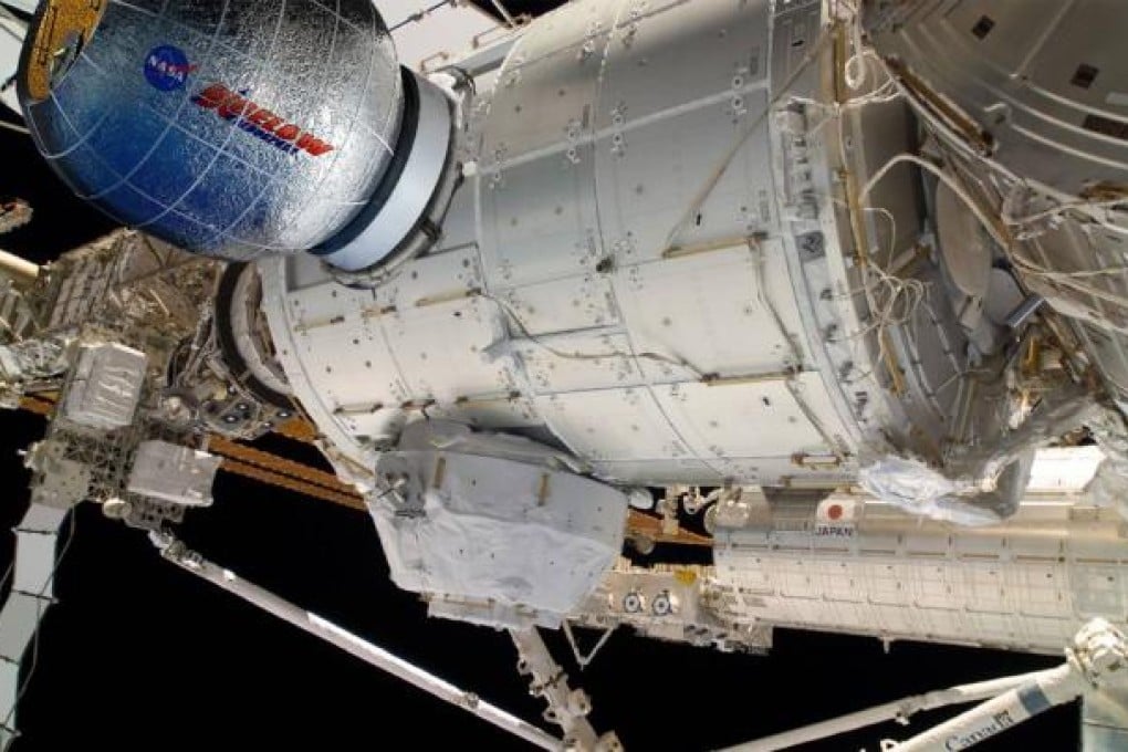 An artist’s impression of how the Bigelow Expandable Activity Module (BEAM) balloon-like module would look when attached to the International Space Station. Photo: Reuters