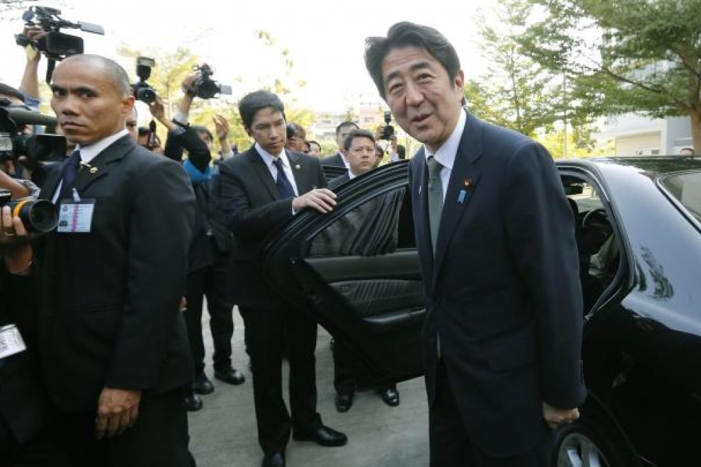 Japanese leader Shinzo Abe in Bangkok yesterday. Photo: EPA
