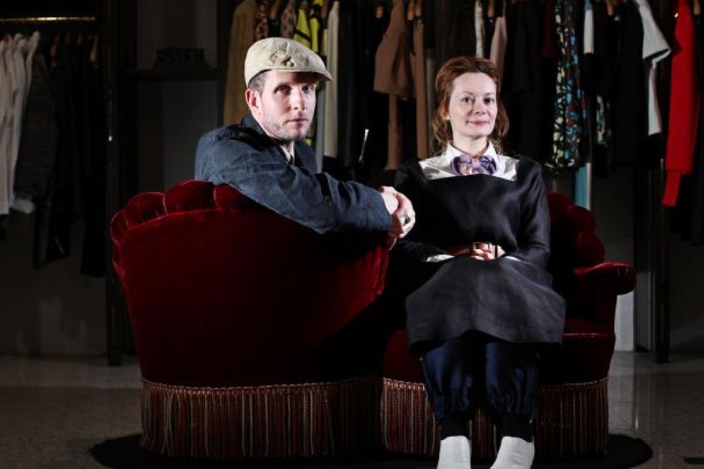 Nana Aganovich and Brooke Taylor, the design duo behind Paris-based label Aganovich, pose for picture at Joyce Boutique, Central.