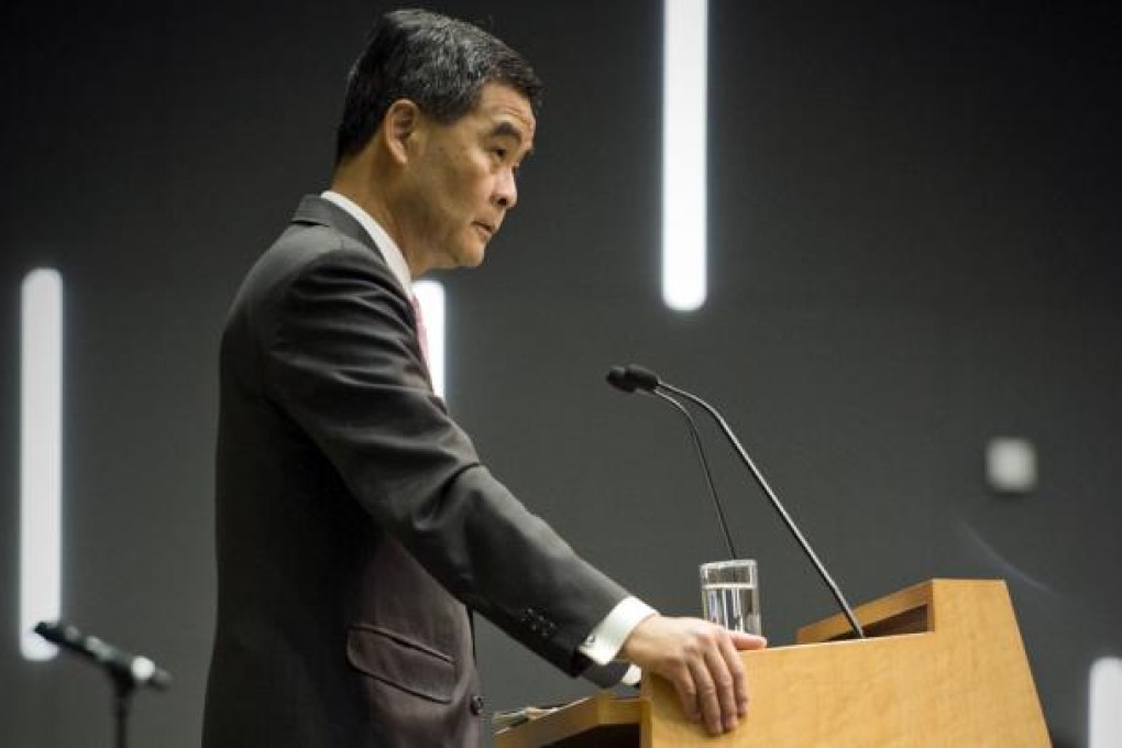 Chief Executive Leung Chun-Ying says he will establish the Financial Services Development Council immediately. Photo: Xinhua