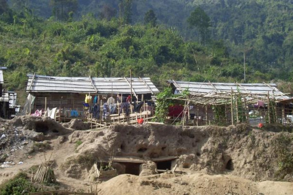Bomb shelters built by Kachin refugees near the town of Laiza, right by the border with China. Photo: AP