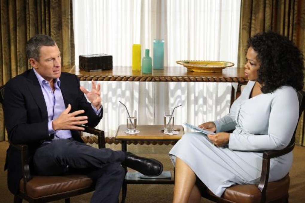 Cyclist Lance Armstrong is interviewed by Oprah Winfrey in Austin, Texas. Photo: Reuters