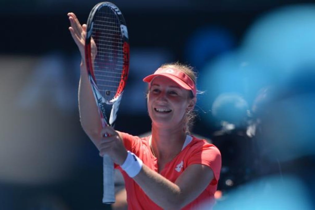 Russia's Ekaterina Makarova celebrates after beating Germany's Angelique Kerber. Photo: AFP