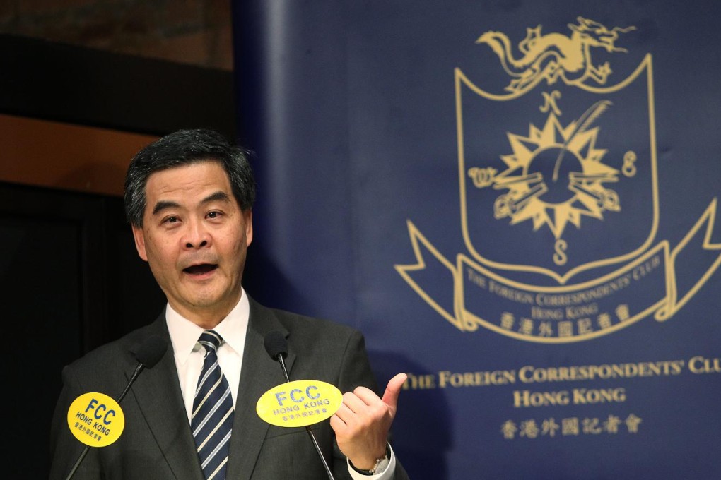Chief Executive Leung Chun-ying delivers a speech at the Foreign Correspondents' Club in Hong Kong on December 6, 2012. Photo: SCMP