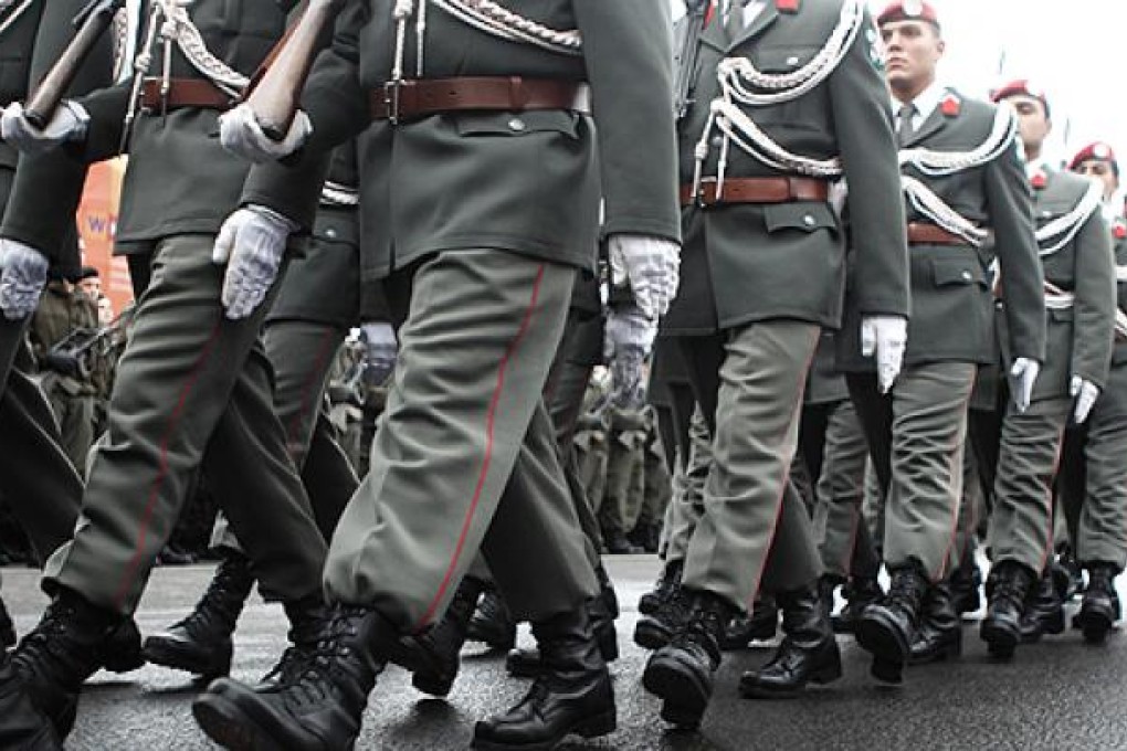 Austrian army recruits parade in front of Hofburg Palace during Austrian National Day celebrations in Vienna in October. Photo: Reuters