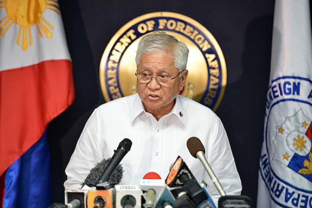 Philippine Foreign Secretary Albert del Rosario speaks in Manila. Photo: AFP