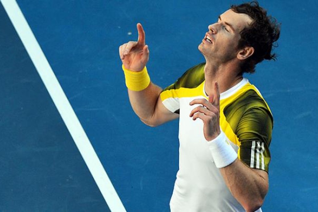 Andy Murray celebrates his win against Jeremy Chardy at the Australian Open in Melbourne. Photo: AFP