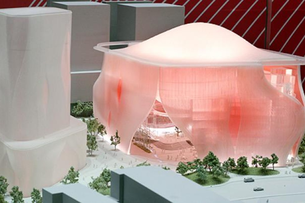 A model of the new Chinese opera theatre is displayed in the Central Government Offices in December. Photo: Sam Tsang