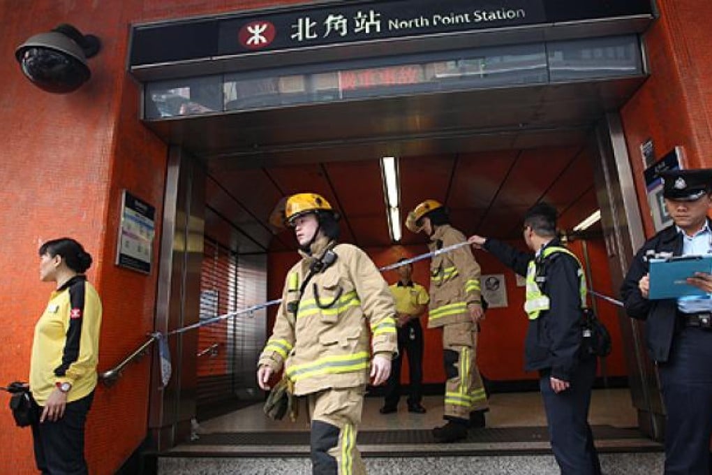 Firefighters are called to the scene after a blaze broke out at North Point station. Photo: Sam Tsang