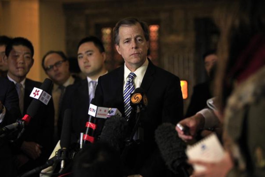 US Special Representative of the Secretary of State for North Korea Policy, Glyn Davies (centre), speaks during a press conference in Beijing. Photo: EPA
