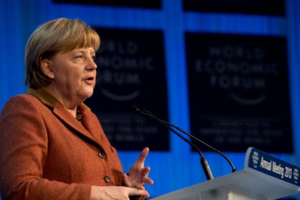 German Chancellor Angela Merkel in the Swiss resort of Davos. Photo: AFP