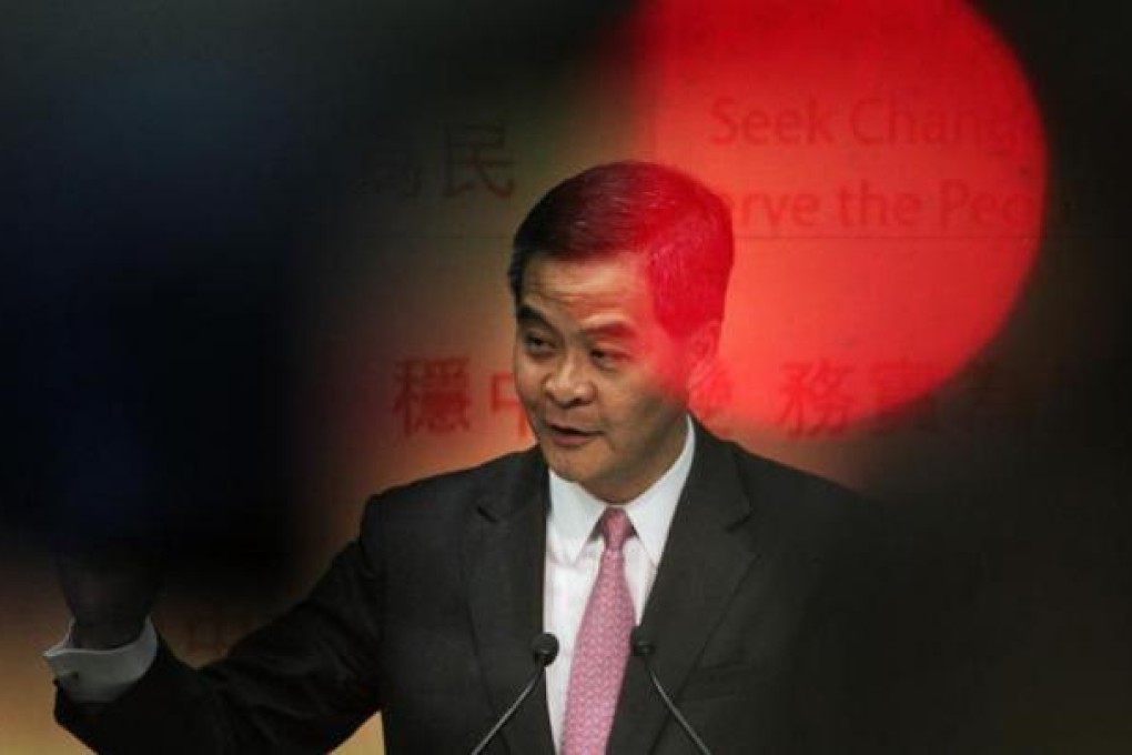 Chief Executive Leung Chun-ying faces the press after delivering his maiden policy address in Legco on January 16. Photo: K. Y. Cheng