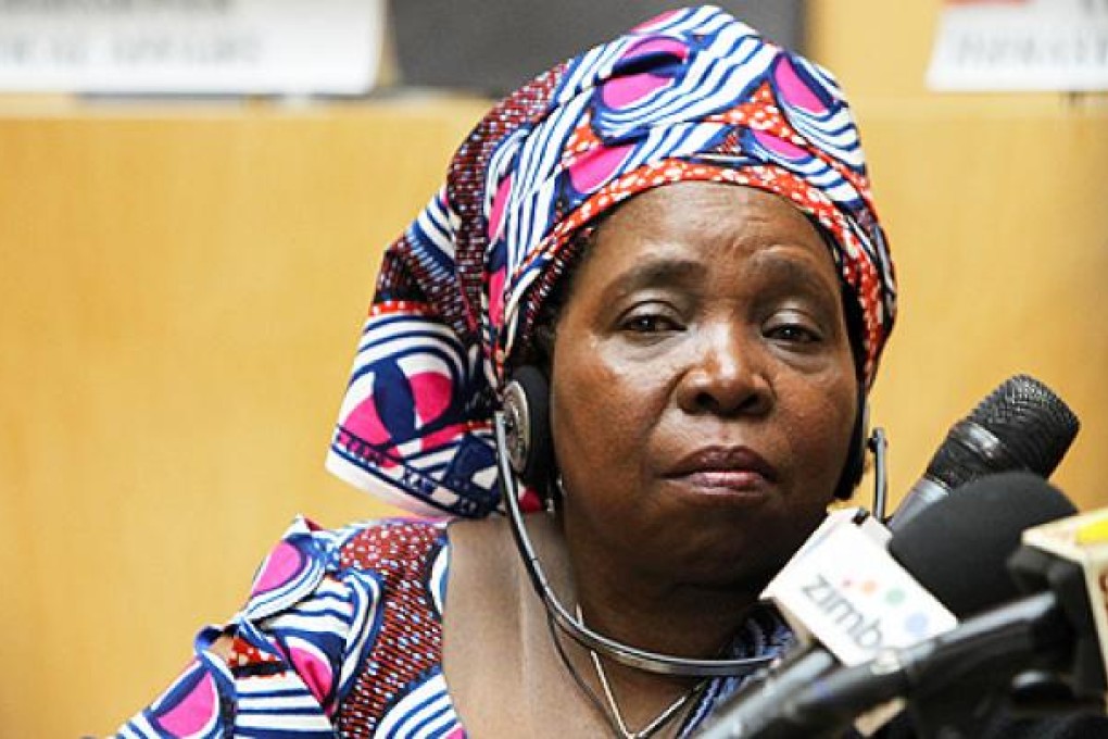 Chairperson of the African Union Commission Nkosazana Dlamini-Zuma attends a press conference in Addis Ababa, Ethiopia, on Monday. Photo: Xinhua