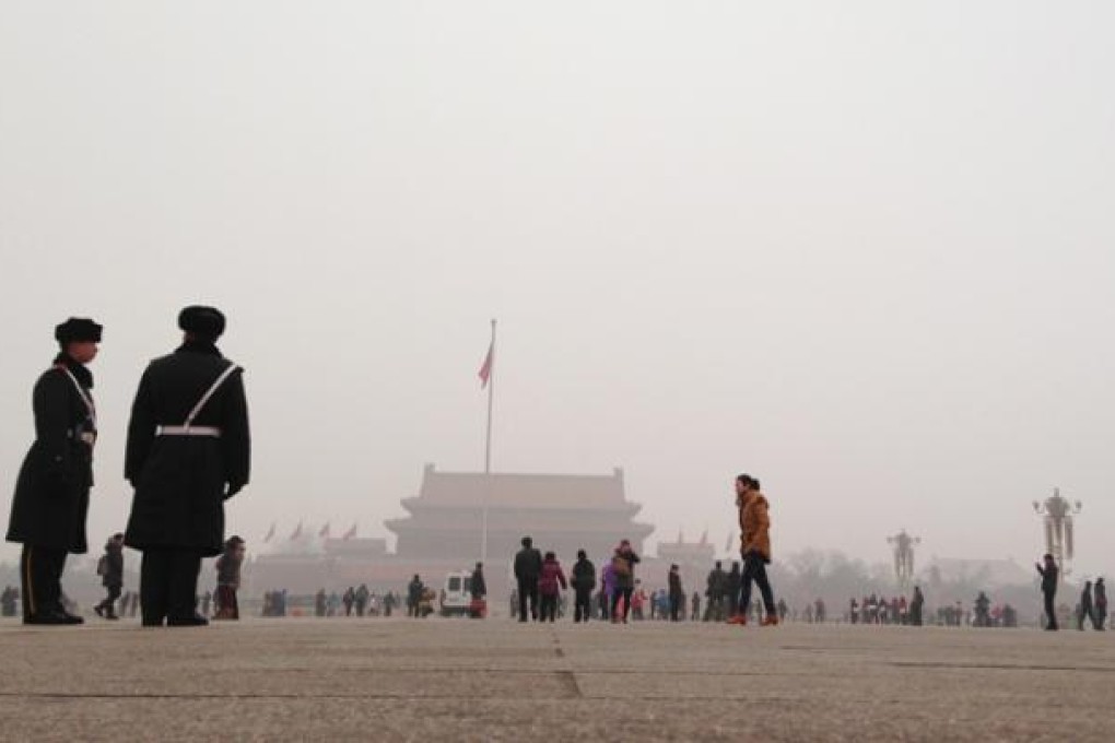 Tiananmen Square is shrouded by smog on Wednesday. Photo: Simon Song