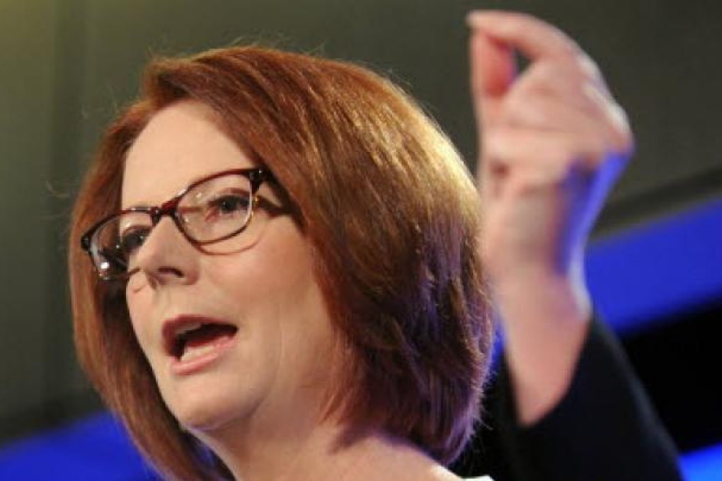 Julia Gillard announcing the next election date on Wednesday. Photo: EPA