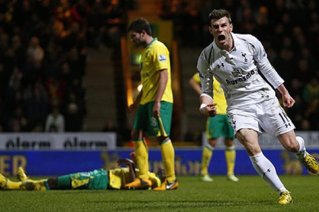 Gareth Bale of Tottenham Hotspur celebrates after equalising against Norwich City. Photo: Reuters