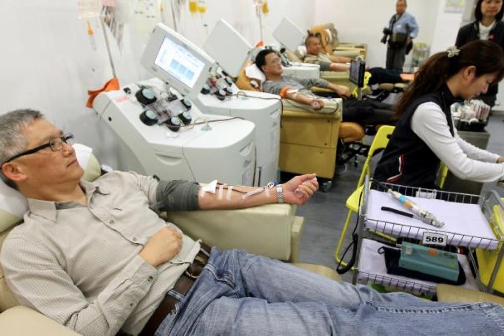 Blood donors at the Red Cross Blood Transfusion Service headquarters in Jordan yesterday. Photo: Edward Wong