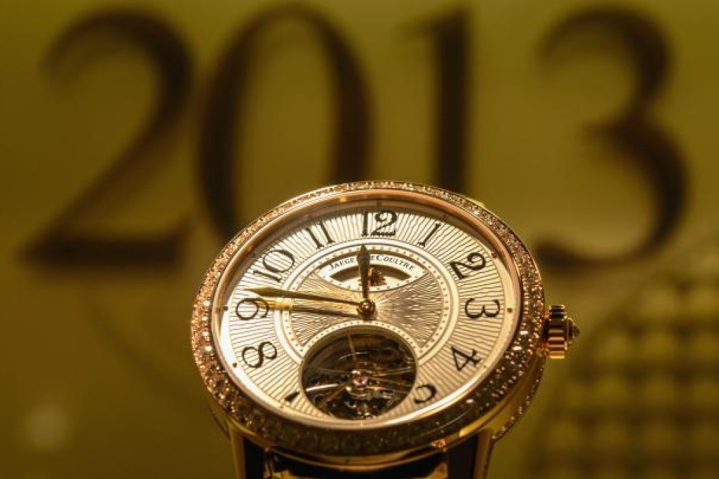 A view of a watch by Swiss watchmaker Jaeger-LeCoultre on January 21, 2013 in Geneva. Photo: AFP