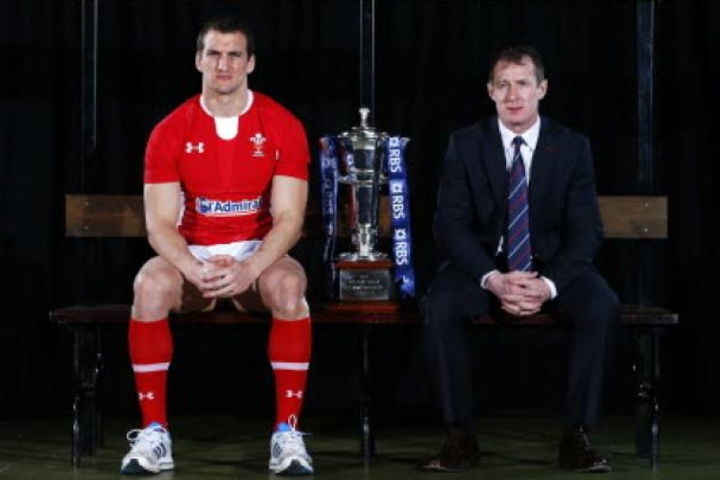 Wales' rugby union team captain Sam Warburton (left) and head coach Rob Howley promote the forthcoming Six Nations tournament in London. Photo: Reuters