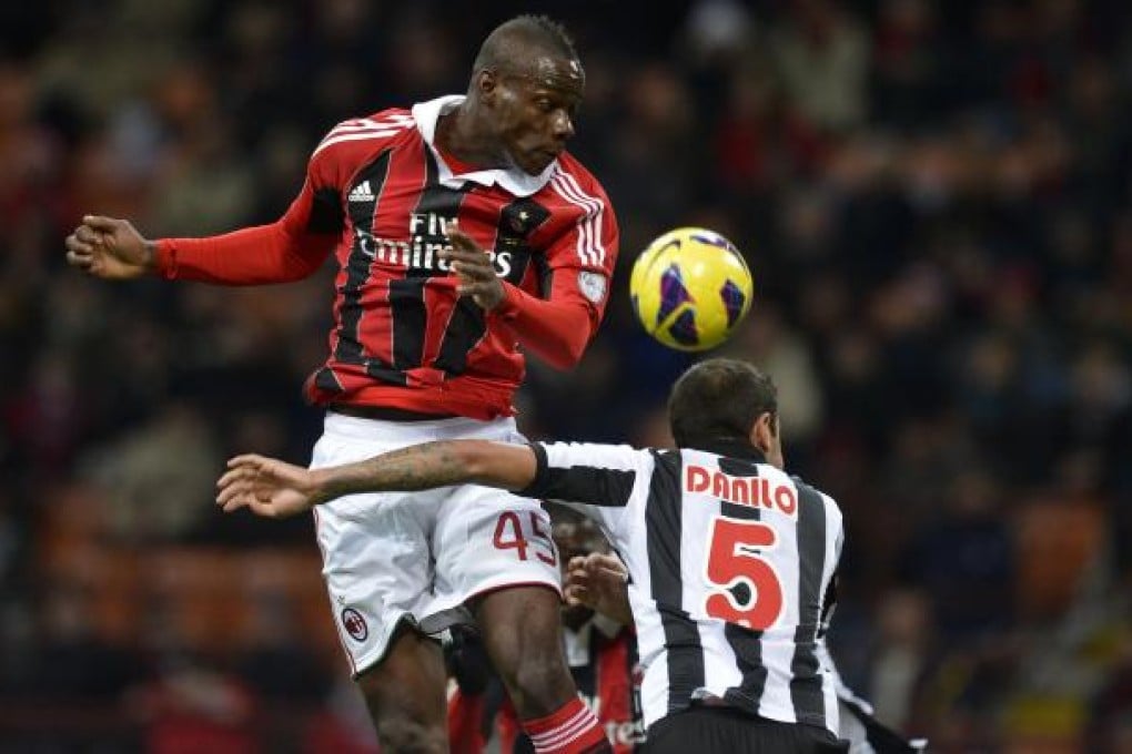Mario Balotelli in action against Udinese. The controversial striker was making his debut after joining from Manchester City. Photo: Xinhua