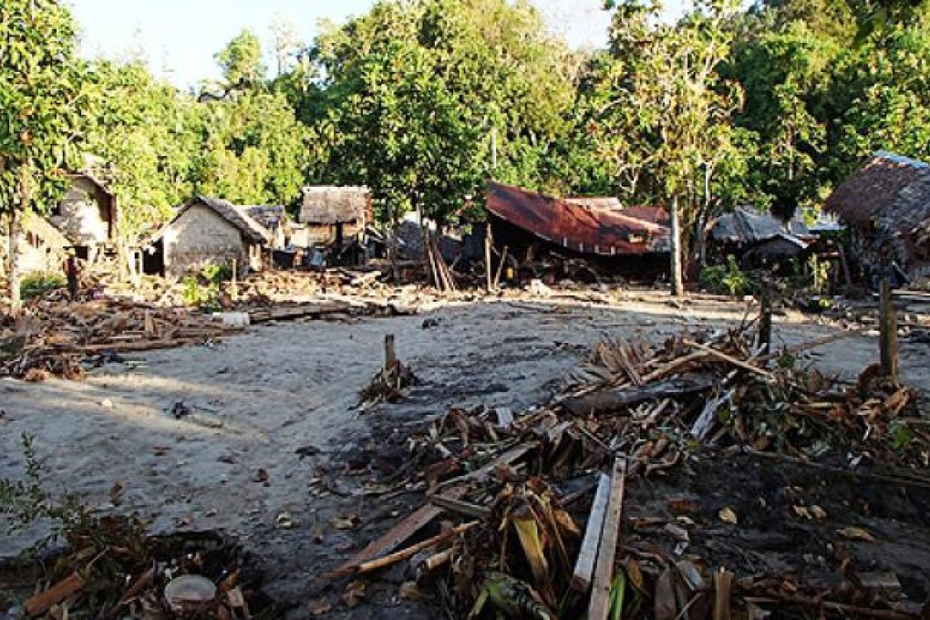 A powerful quake destroys homes in the area of Lata, Temotu province, Solomon Islands. Photo: AP