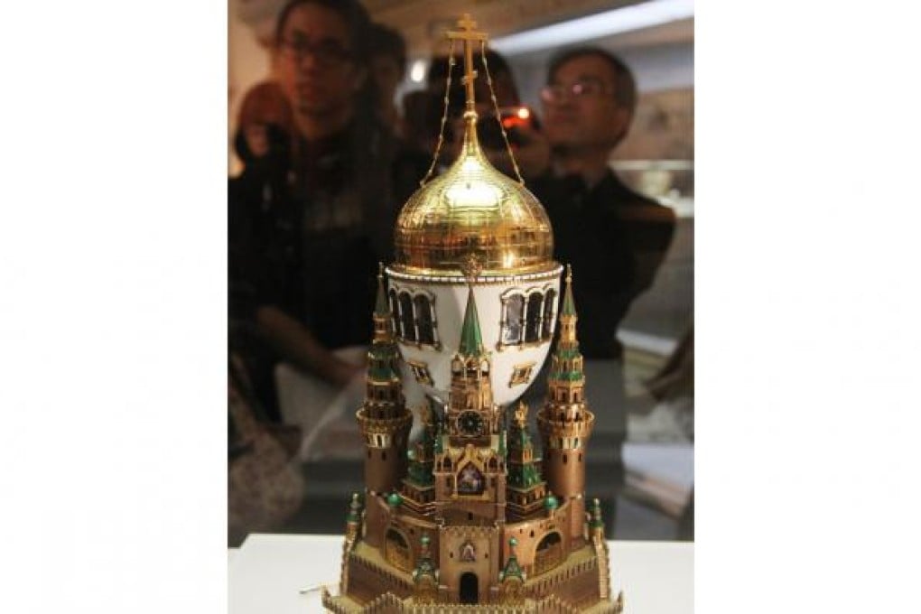 "Moscow Kremlin", one of Faberge's famously ornate Easter eggs, on show in Sha Tin. Photo: Edward Wong