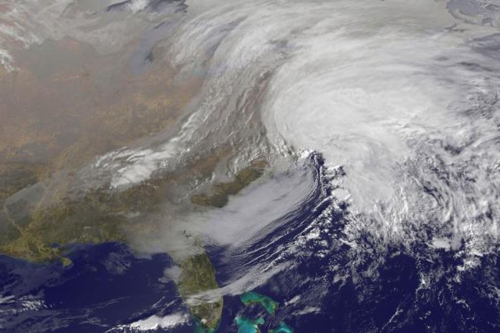 This image obtained from the National Oceanic and Atmospheric Administration (NOAA) on shows a major snowstorm over the northeastern section of the United States. Photo: AFP