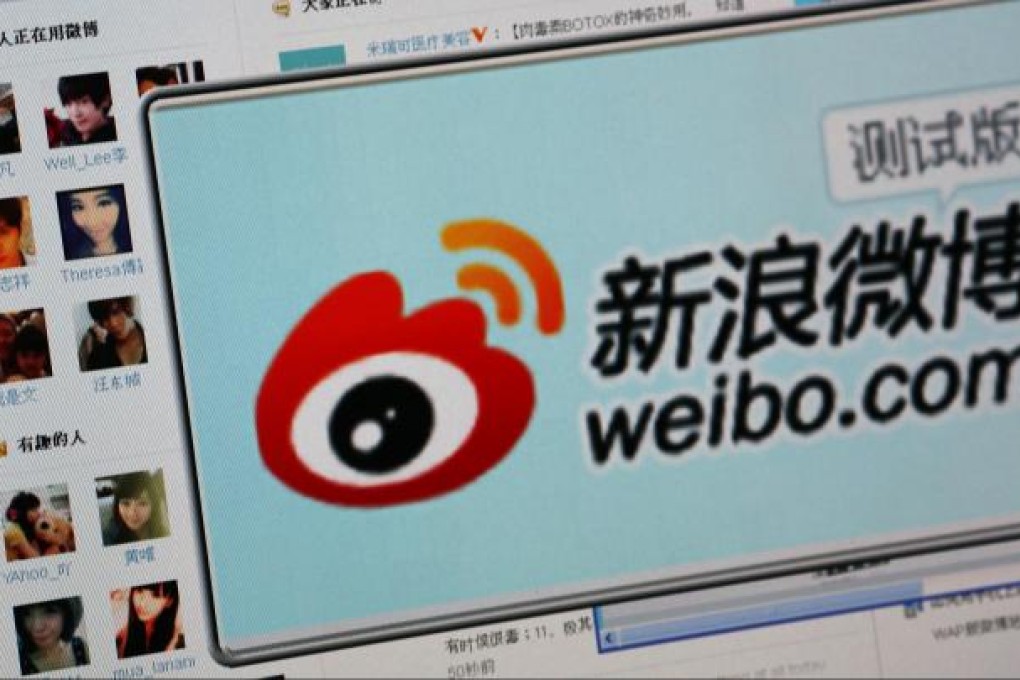 Sina weibo's logo seen on a computer screen. Photo: Reuters