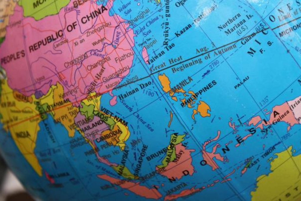 A Chinese-made globe depicting the nine-dash line, which is disputed by the Philippines, on sale in Manila. Photo: Alan Robles