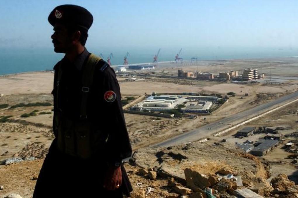 A Pakistani soldier at the newly built Gwadar port. Photo: AP