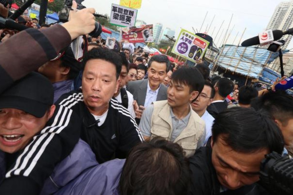 Leung Chun-ying in Victoria Park. Photo: Sam Tsang